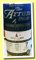 Arran 7 yo 2006/2014 (54.1%, OB for Whisky and More Lausanne, bourbon barrel, cask #2006/009, 241 bottles)