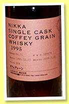 Nikka 'Coffey Grain' 1995/2009 (60%, OB, warehouse #11, cask #189476) Nikka 'Coffey Grain' 1995/2009 (60%, OB, warehouse #11, cask #189476)