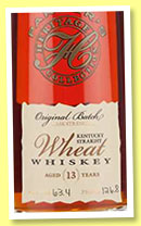 Parker's 13 yo 'Heritage Collection' (63.4%, OB, straight wheat whiskey, 2014) Parker's 13 yo 'Heritage Collection' (63.4%, OB, straight wheat whiskey, 2014)