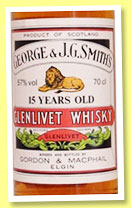 Glenlivet 15 yo (57%, Gordon & MacPhail, licensed bottling, +/-1990) Glenlivet 15 yo (57%, Gordon & MacPhail, licensed bottling, +/-1990)