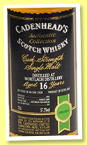 Mortlach 16 yo 1992/2009 (57.2%, Cadenhead, Authentic Collection, bourbon hogshead, 263 bottles) Mortlach 16 yo 1992/2009 (57.2%, Cadenhead, Authentic Collection, bourbon hogshead, 263 bottles)