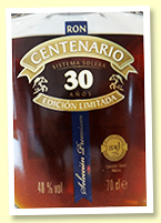 Ron Centenario ‘Edicion Limitada’ 30 yo (40%, OB, Costa Rica) Ron Centenario ‘Edicion Limitada’ 30 yo (40%, OB, Costa Rica)