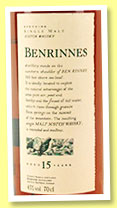 Benrinnes 15 yo (43%, OB, Flora & Fauna, +/-2018) Benrinnes 15 yo (43%, OB, Flora & Fauna, +/-2018)