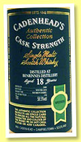 Benrinnes 18 yo 2000/2018 (58.5%, Cadenhead, Authentic Collection, bourbon barrel, 150 bottles) Benrinnes 18 yo 2000/2018 (58.5%, Cadenhead, Authentic Collection, bourbon barrel, 150 bottles)