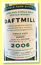 Daftmill 2006/2019 (56.9%, OB, Europe Exclusive, First fill ex-bourbon cask, cask #77, 198 bottles) Daftmill 2006/2019 (56.9%, OB, Europe Exclusive, First fill ex-bourbon cask, cask #77, 198 bottles)