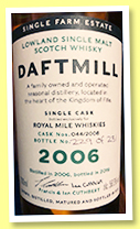 Daftmill 2006/2019 (56%, OB, Royal Mile Whiskies Exclusive, First fill ex-bourbon cask, cask #44, 216 bottles) Daftmill 2006/2019 (56%, OB, Royal Mile Whiskies Exclusive, First fill ex-bourbon cask, cask #44, 216 bottles)