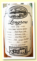Longrow 15yo 2004/2019 (52.4%, OB for Campbeltown Malts Festival, fresh rum casks, 911 bottles) Longrow 15yo 2004/2019 (52.4%, OB for Campbeltown Malts Festival, fresh rum casks, 911 bottles)