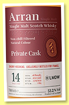 Arran 14 yo 2006/2020 (53.5%, OB, Private Cask, for LMDW, France, sherry hogshead, cask #06/800485, 284 bottles) Arran 14 yo 2006/2020 (53.5%, OB, Private Cask, for LMDW, France, sherry hogshead, cask #06/800485, 284 bottles)