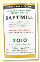 Daftmill 2010/2021 'Summer Batch' (46%, OB, 6250 bottles)
Daftmill 2010/2021 'Summer Batch' (46%, OB, 6250 bottles)