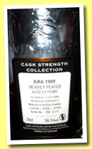 Jura 23 yo 1989/2013 'Heavily Peated' (56.5%, Signatory Vintage, bourbon barrel, casks #30706+30709, 211 bottles)