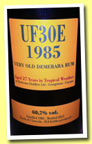 Uitvlugt 27 yo 1985/2012 'UF30E' (60.7%, Velier, casks #10548, 10552, 10553, 814 bottles)