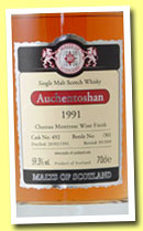 Auchentoshan 1991/2009 (59.3%, Malts of Scotland, cask #492, Chateau Montrose Finish, 301 bottles)