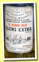Glens Extra 8 yo (40%, Robert Watson, Pure West Highland Malt, golden screw cap, 1960s)