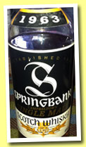 Springbank 1963 (46%, OB, tall black label, 75cl, +/-1985)