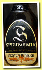 Springbank 33 yo (43%, OB, pear shaped bottle, early 1970s)