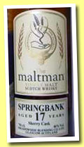 Springbank 17 yo 1995/2012 (46%, The Maltman, sherry, cask #68, 338 bottles) 