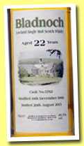 Bladnoch 22 yo 1990/2013 (49.5%, OB, cask #5762) 
