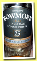 Bowmore 25 yo 'Small Batch Release' (43%, OB, +/-2013)