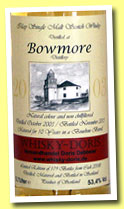 Bowmore 10 yo 2003/2013 (53.4%, Whisky-Doris, cask #20188, 179 bottles)