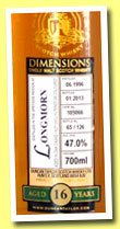 Longmorn 16 yo 1996/2013 (47%, Duncan Taylor, Dimensions, cask #105066, 126 bottles)