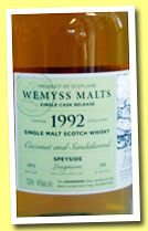 Longmorn 21 yo 1992/2013 (46%, Wemyss Malts, 'Coconut and Sandalwood', hogshead, 330 bottles)