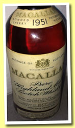 Macallan 1951 (80°proof, OB, Campbell, Hope & King, Rinaldi Italy, mid 1960’s)