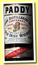 Paddy 7 yo 'Centenary Edition' (43%, OB, Irish Pot Still, 2013)