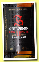 Springbank 12 yo 'Cask Strength' (50.3%, OB, +/-2013)
