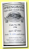 Springbank 12 yo 1996 (59.1%, OB, Private for J. Brass, cask #196, 287 bottles)