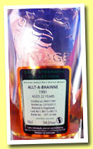 Allt-A-Bhainne 22 yo 1991/2013 (54%, Signatory Vintage, hogshead, casks #90112+90115, 444 bottles)
