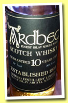 Ardbeg 10 yo (70 Proof, OB, black label/white writing, bottled +/-1974)