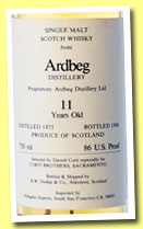 Ardbeg 11 yo 1975 (86 US Proof, Duthie for Corti Brothers, Sacramento, +/-1986)