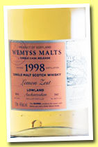 Auchentoshan 1998/2013 ‘Lemon Zest’ (46%, Wemyss Malts, barrel, 342 bottles)