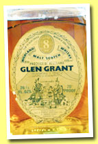 Glen Grant 8 yo (70° proof, OB, square bottle, 75.7cl, +/-1970)