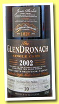 Glendronach 10 yo 2002/2013 (54.1%, OB, Taiwan, PX Sherry Puncheon, cask #1513, 482 bottles)