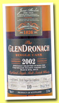 Glendronach 10 yo 2002/2013 (55.3%, OB, fresh virgin oak hogshead, cask #1743, 312 bottles)