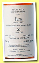 Jura 20 yo 1966/1986 (86 US Proof, Duthie for Corti Brothers Sacramento)