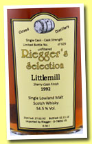 Littlemill 1992/2012 (54.5%, Riegger's Selection, sherry cask finish, 629 bottles) 