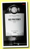 Old Pulteney 2006/2013 (57.5%, Malts of Scotland, sherry hogshead, cask #MoS 13033, 124 bottles)