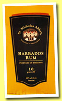 St Nicholas Abbey 10 yo (40%, OB, Barbados, +/-2012)