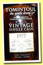 Tomintoul 1977/2013 (54.9%, OB, sherry, cask #3691, 312 bottles)