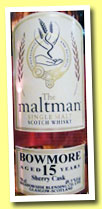 Bowmore 15 yo 1998/2013 (49.5%, The Maltman, refill sherry, cask #20029, 278 bottles)