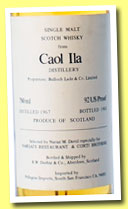 Caol Ila 1967/1983 (92 US Proof, Duthie for Narsai’s Restaurant & Corti Brothers, imported by Pellegrini, South San Francisco, 75 cl)