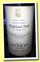Highland Park 15 yo 1963/1978 (70° UK proof, Averys, UK bottling)