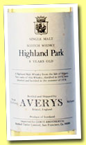 Highland Park 8 yo 1970/1978 (86.8° US proof, Averys for Corti Brothers)