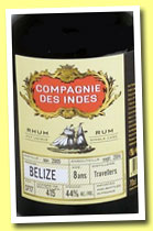 Travellers 8 yo 2005/2014 (44%, Compagnie des Indes, Belize, cask #B86, 400 bottles)