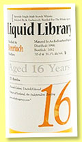 Benriach 16 yo 1996/2012 (51.1%, The Whisky Agency, Liquid Library, bourbon hogshead, 275 bottles)