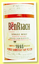 Benriach 20 yo 1993/2014 (52.3%, OB for The Whisky Agency, virgin American oak finish, cask #7977, 277 bottles)
