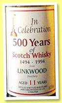 Linkwood 11 yo 1984 (60.5%, James MacArthur, 500 years of Scotch Whisky, +/-1995)