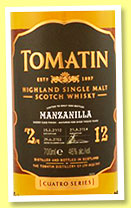 Tomatin 12 yo 2002/2014 'Cuatro #2' (46%, OB, manzanilla finish, 1500 bottles)